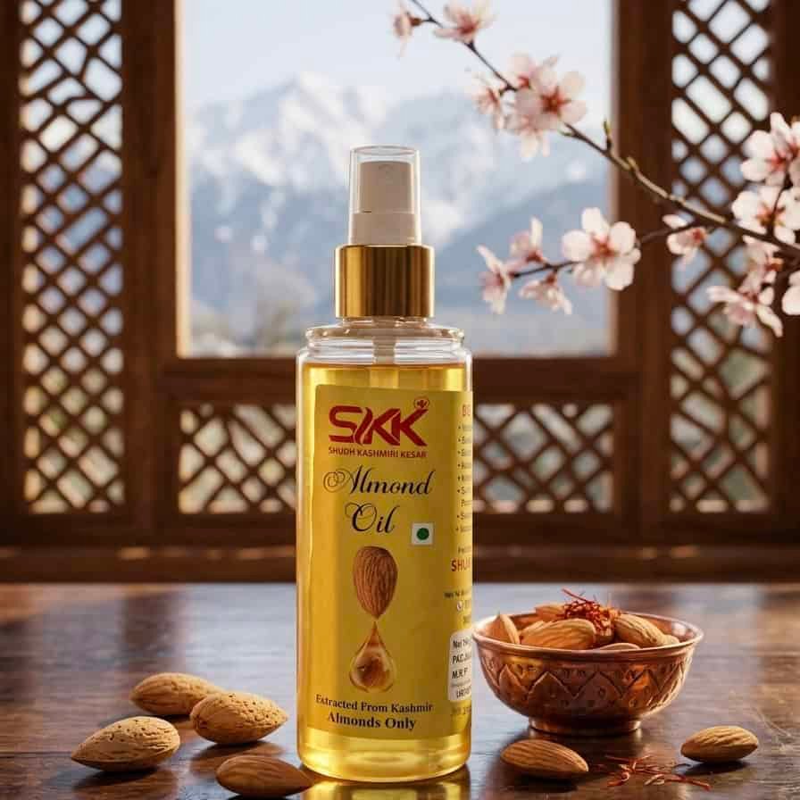 Pure Kashmiri Almond Oil – Cold-Pressed Roghani Badam Tel | Hair & Skin Nourishment