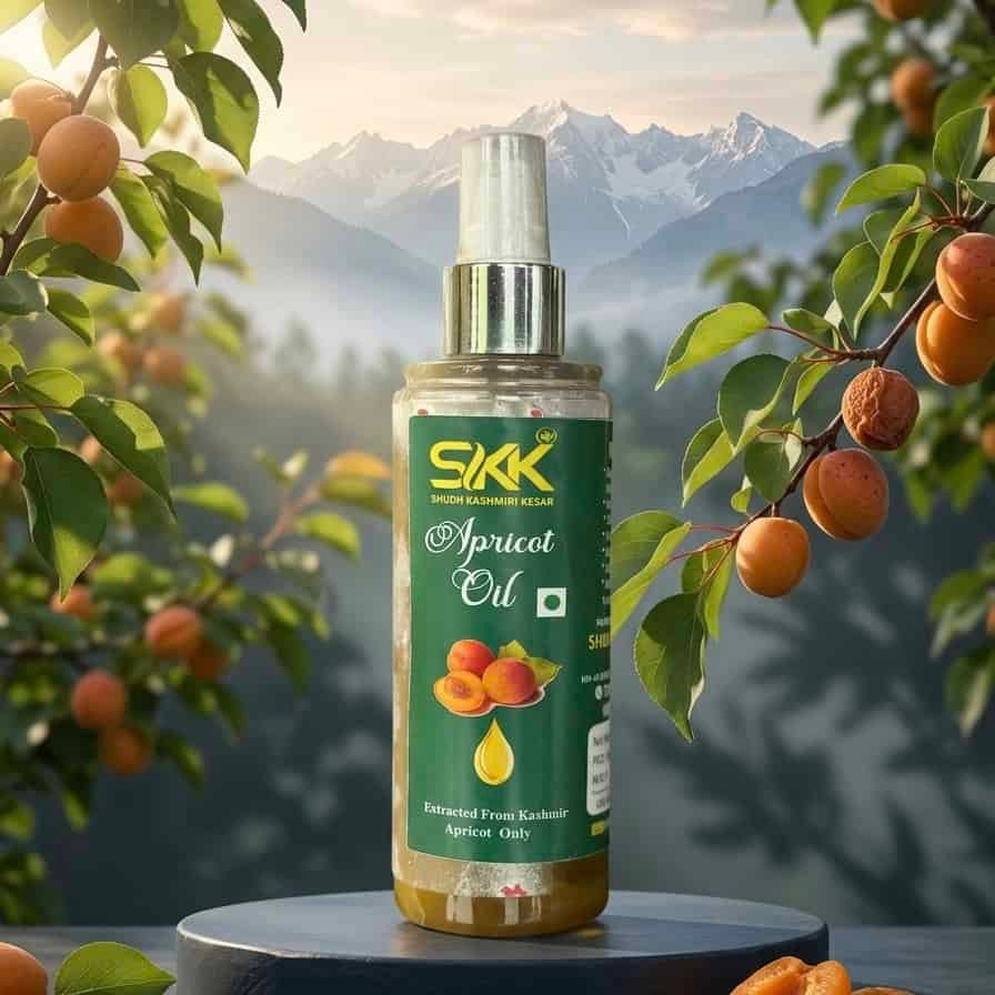 Pure Kashmiri Apricot Kernel Oil – Lightweight Cold-Pressed Skin & Hair Oil