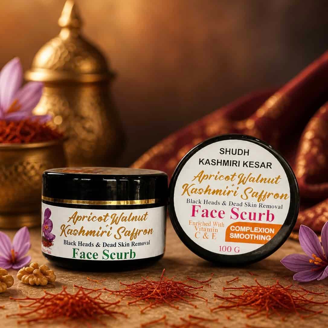 Kashmiri Saffron Face Scrub – Natural Exfoliating Glow Treatment | Brightening Scrub